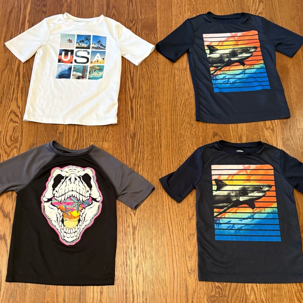 Bundle of 4 boys swim shirts/rash guard